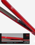 Hot & Hotter Extra Long Titanium Flat Iron 1in, Hair Straightener, Red