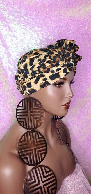 DW FLOWER SILKY TURBAN LEOPARD