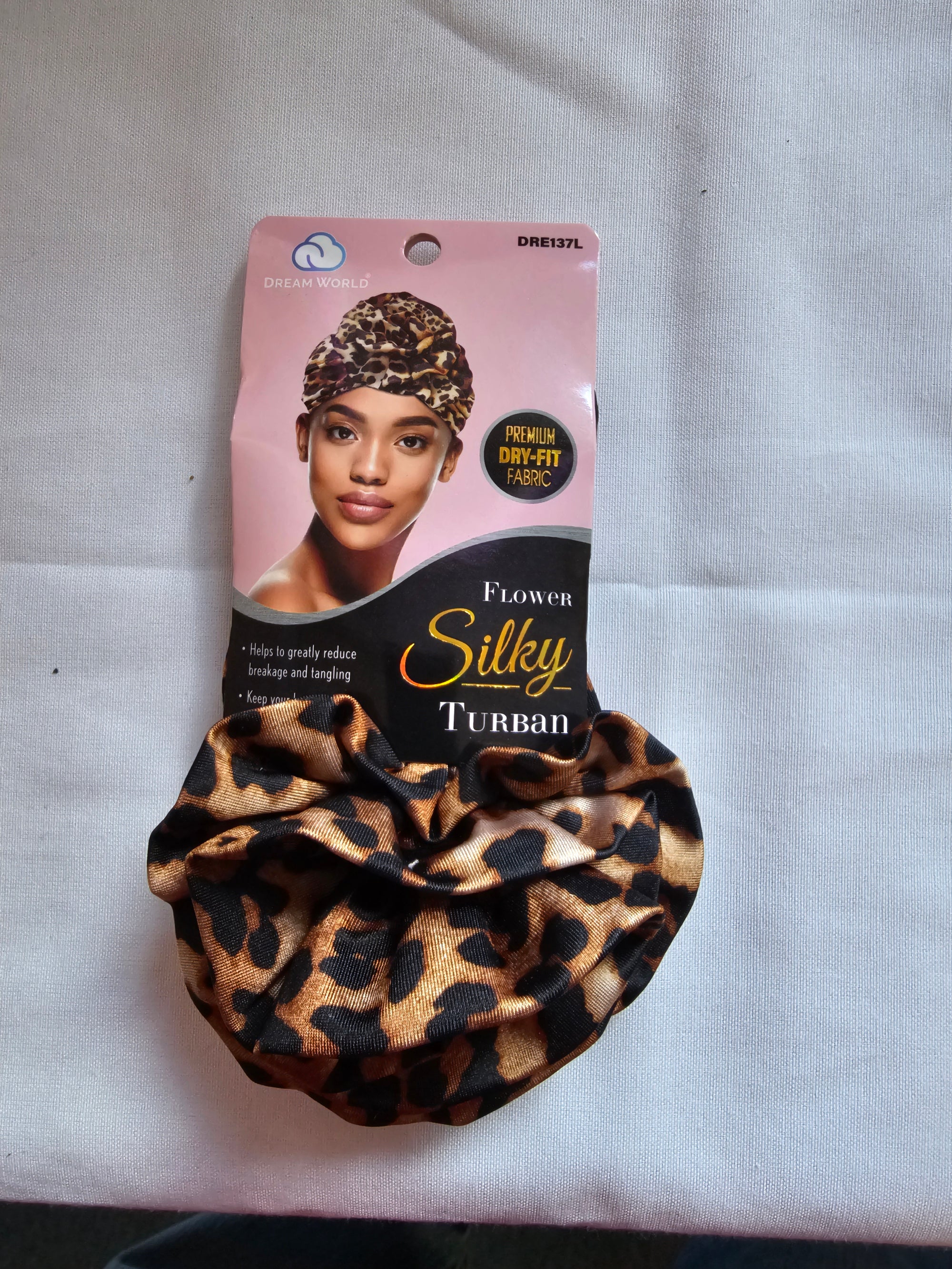 DW FLOWER SILKY TURBAN LEOPARD